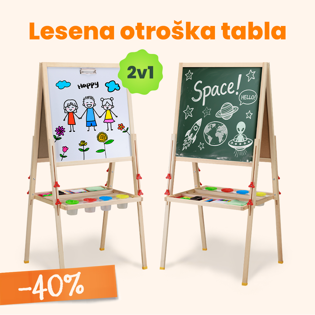 Lesena otroška tabla 2v1